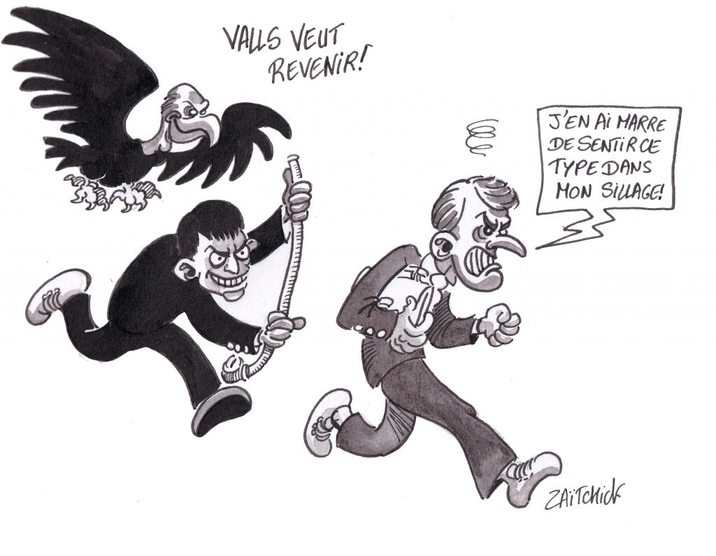 dessin humoristique de Zaïtchick sur la volonté de retour de Manuel Valls et Emmanuel Macron