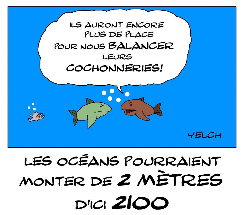 dessin de Yelch sur l’augmentation du niveau des océans