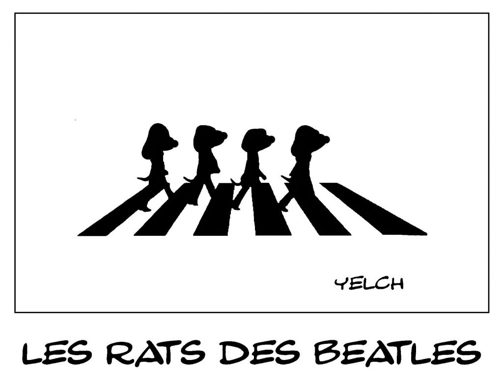 dessin de Yelch sur The Beatles, mythique groupe de musique