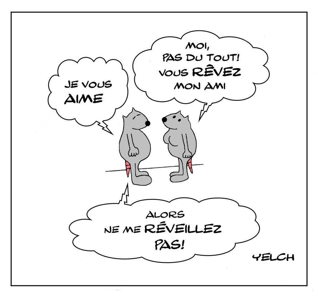 dessin de Yelch sur la réciprocité de l’amour et le rêve d’amour