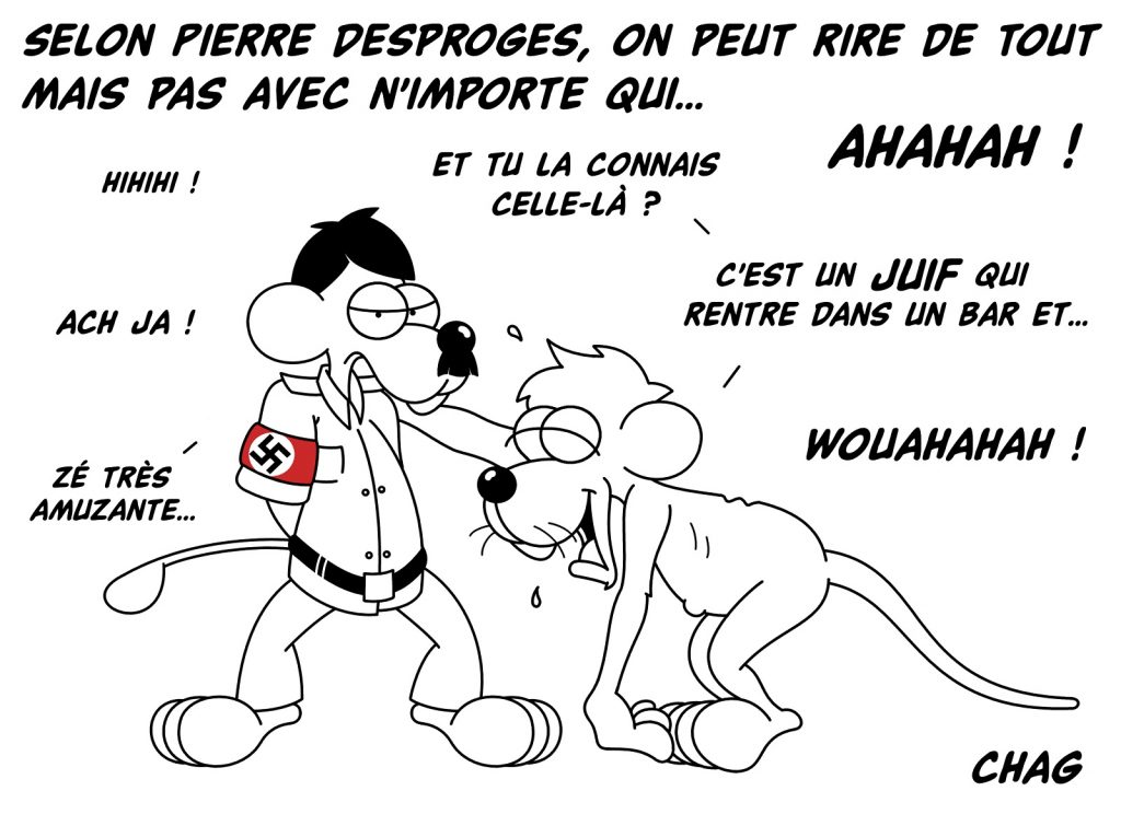 dessin d'humour de Chag sur Pierre Desproges et sa réflexion sur le public de l’humour