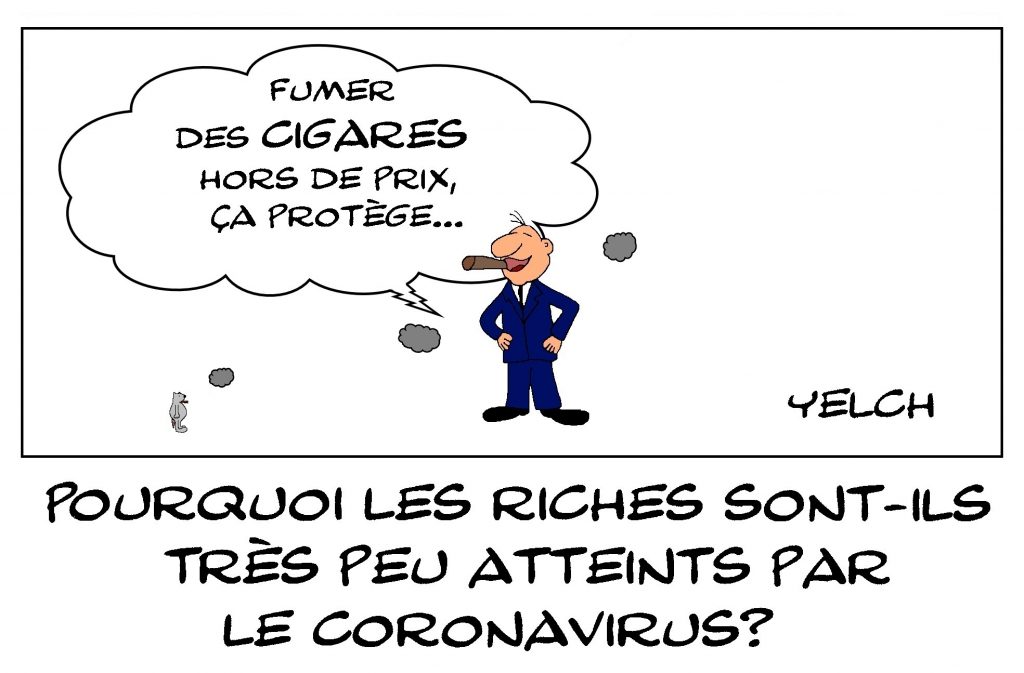 dessin de Yelch sur l’épidémie de covid-19 et les riches