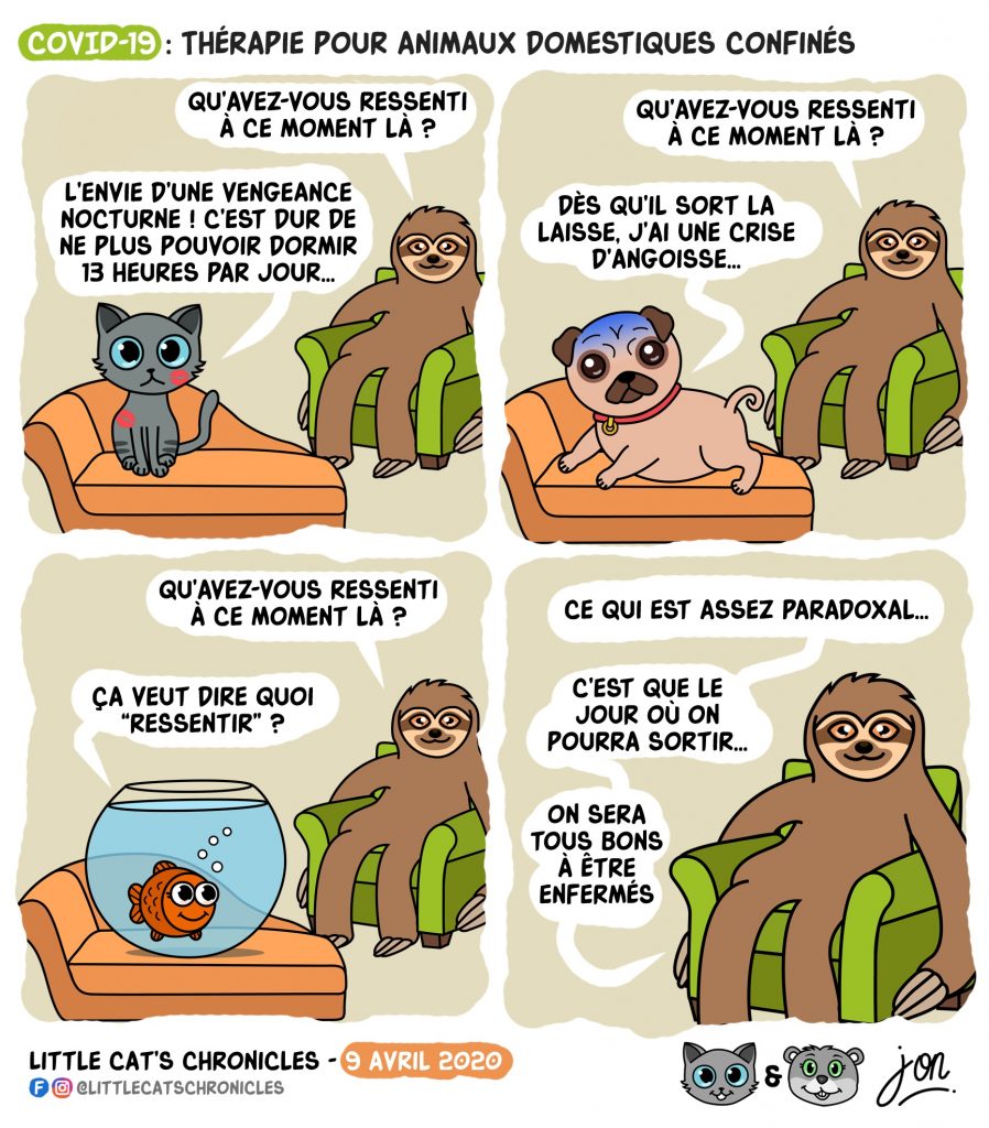 dessin humoristique des Little Cat’s Chronicles sur le coronavirus et les traumatismes générés par le confinement