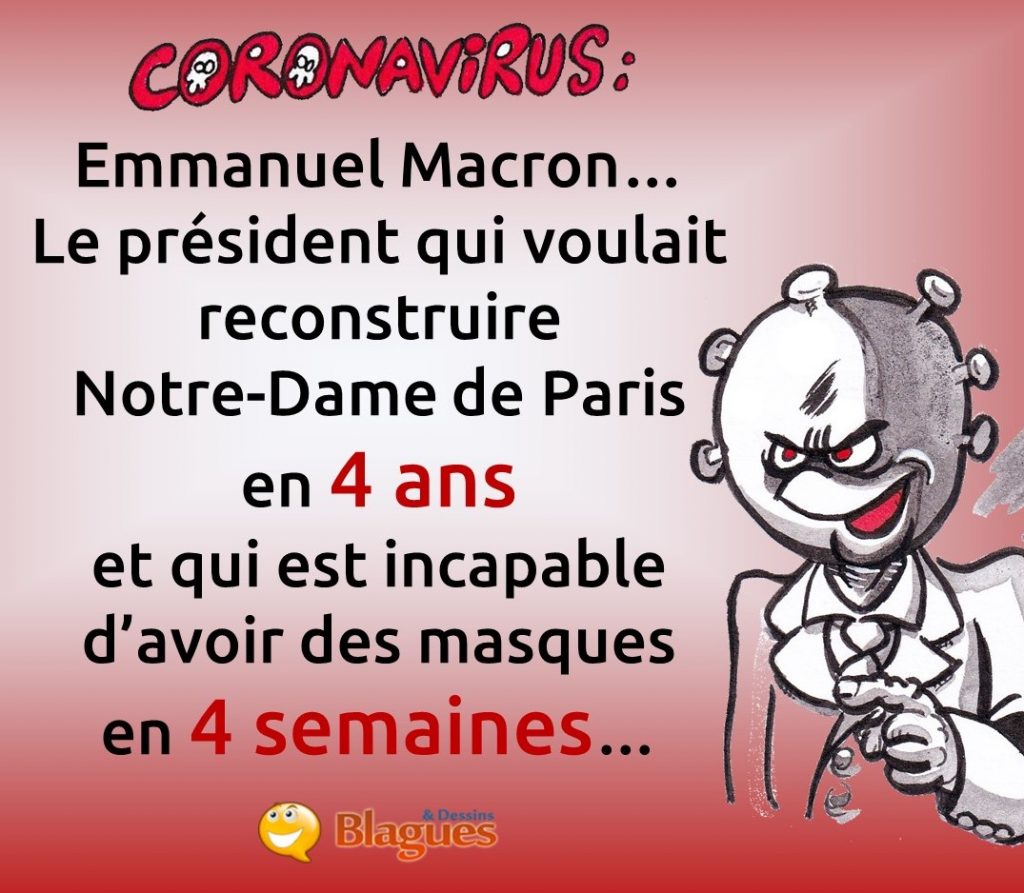 blague sur le coronavirus et Emmanuel Macron