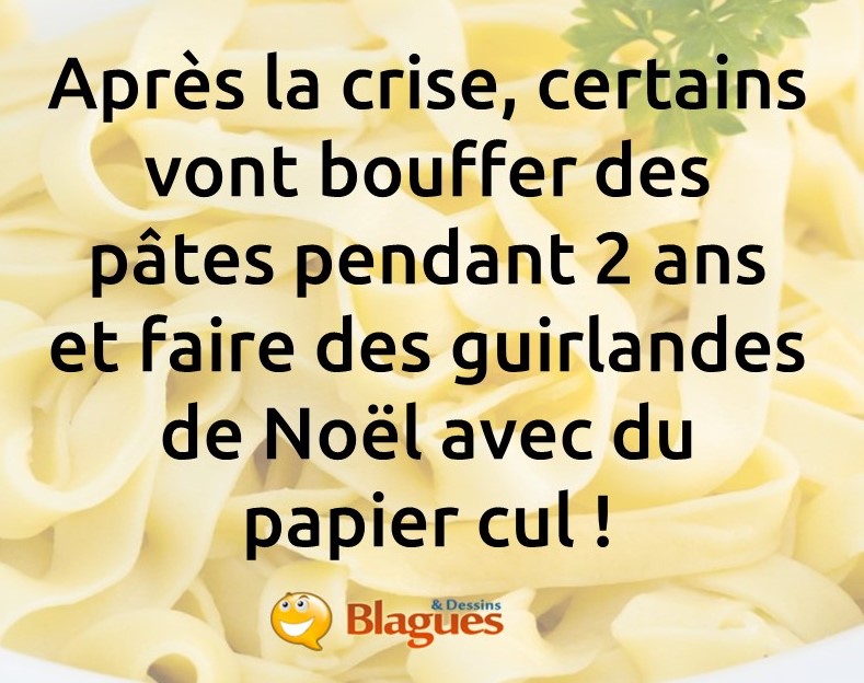 blague sur le confinement et les stocks de pâtes