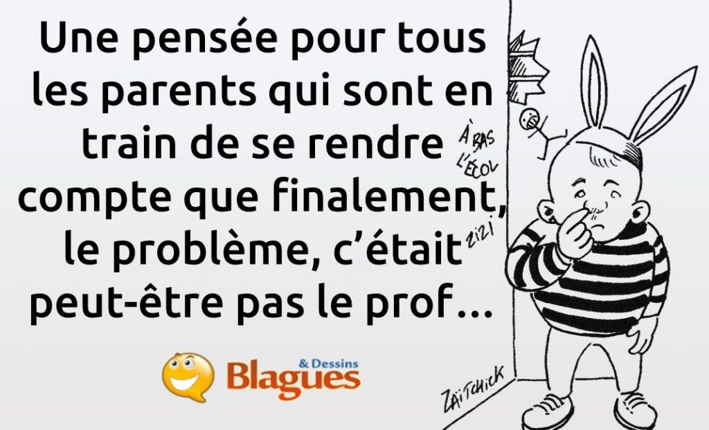 blague sur le confinement et l'école à la maison