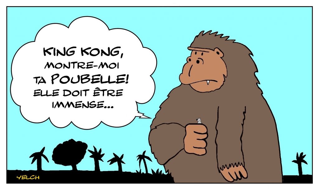 dessin de Yelch sur King Kong et sa poubelle