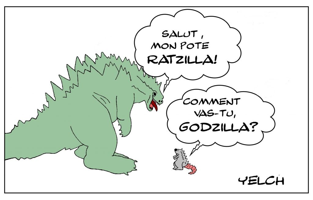 dessin de Yelch sur Godzilla et Ratzilla