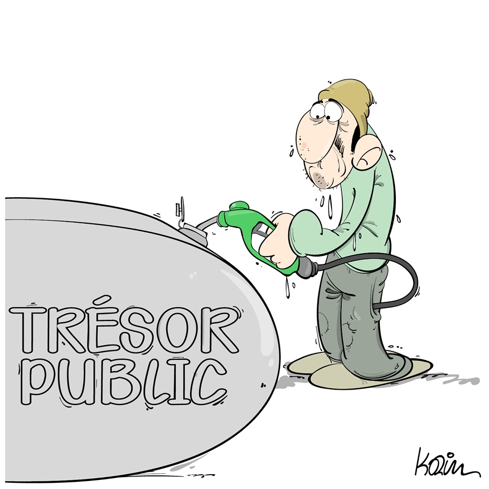 dessin d’actualité humoristique de Karim sur le renflouement du Trésor Public