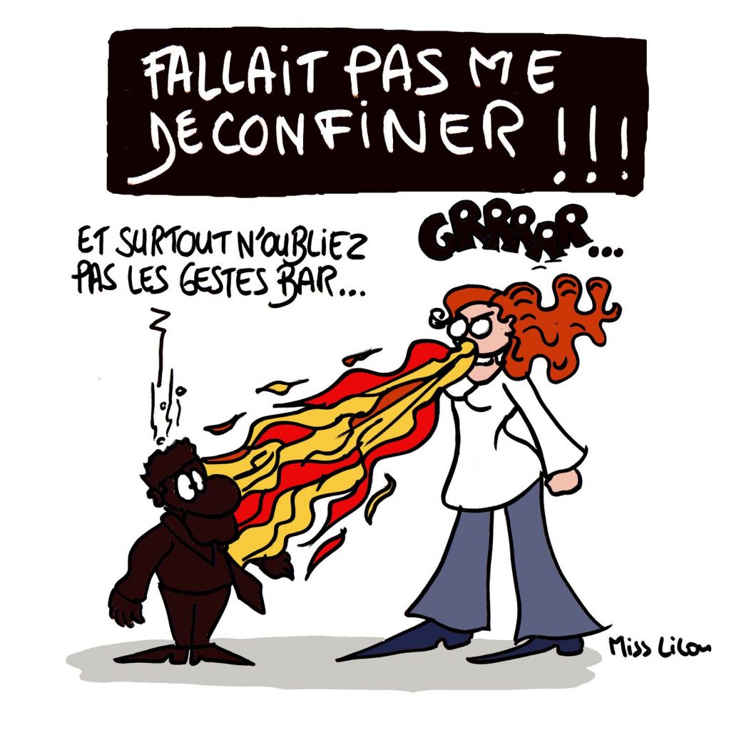 dessin de Miss Lilou sur le déconfinement et la colère populaire