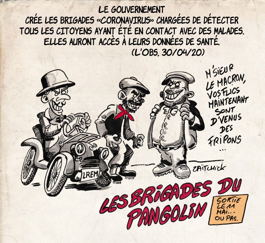 dessin de Zaïtchick sur le déconfinement et les brigades coronavirus