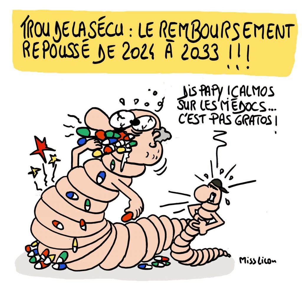 dessin de Miss Lilou sur la prolongation du remboursement de la dette sociale