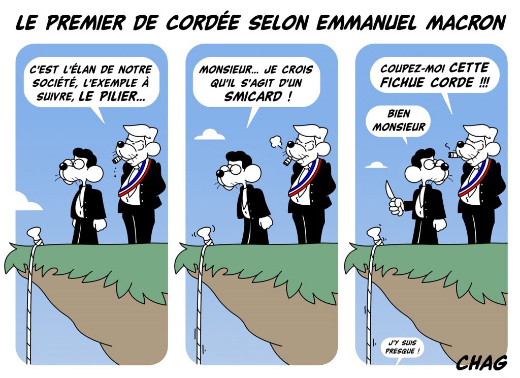 dessin d'humour de Chag sur les premiers de cordée