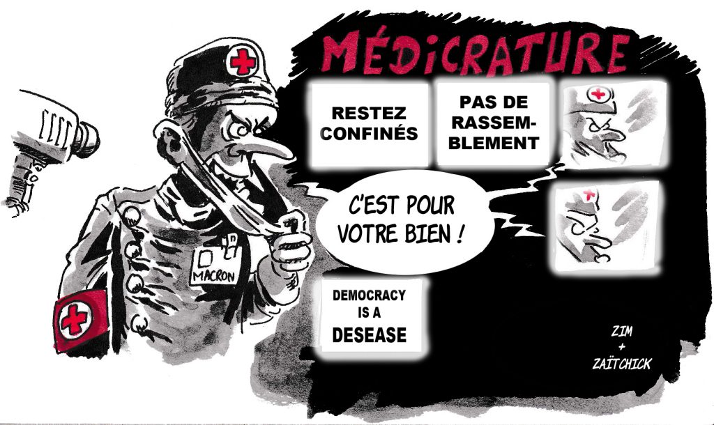 dessin de Zaïtchick sur l’épidémie de coronavirus et les mesures sanitaires