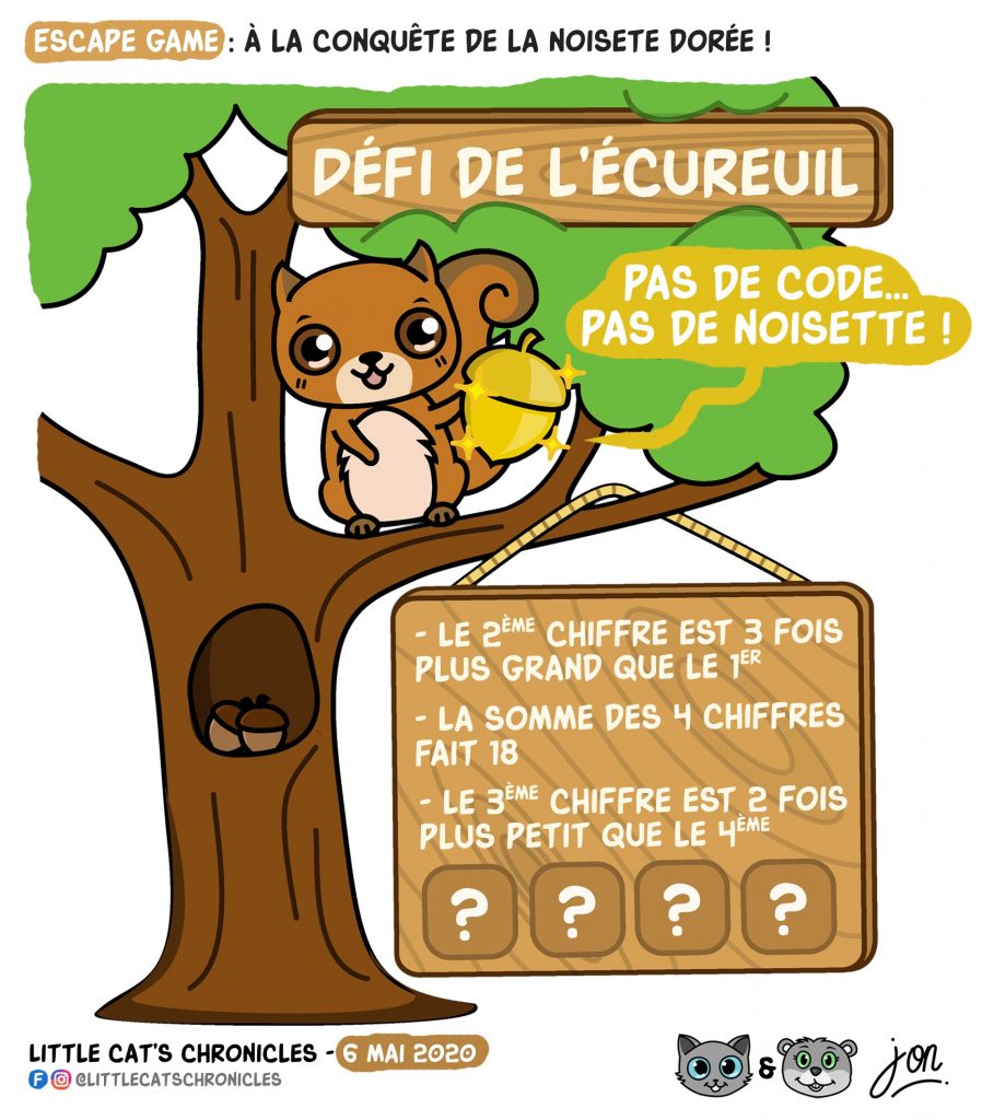 dessin humoristique des Little Cat’s Chronicles sur le jeu du code de l’écureuil