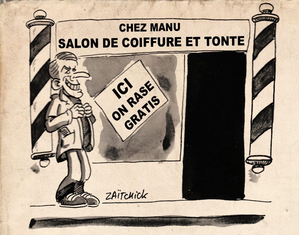 dessin de Zaïtchick sur le déconfinement, Emmanuel Macron et la facture de la crise sanitaire
