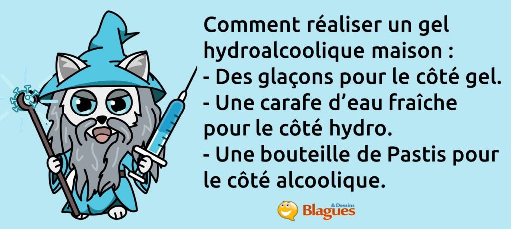 blague sur le gel hydroalcoolique