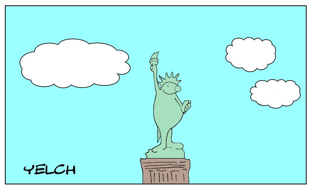 dessin de Yelch sur la statue de la Liberté