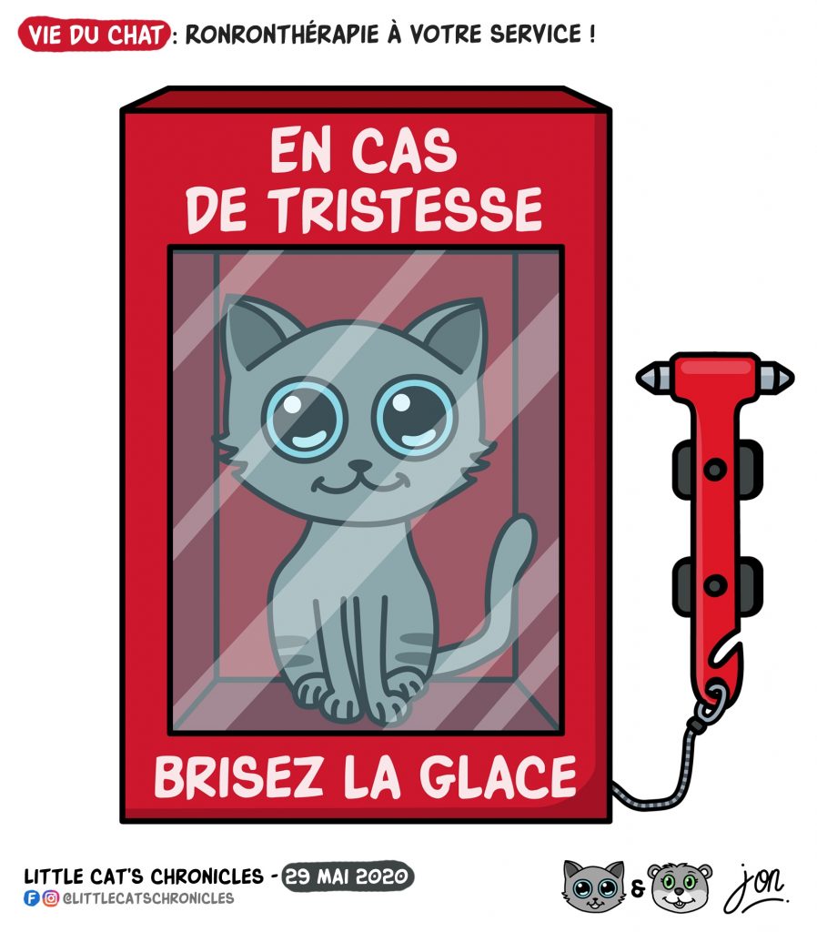 dessin humoristique des Little Cat’s Chronicles sur les chats et la ronronthérapie