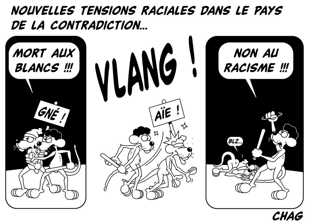 dessin d'humour de Chag sur les tensions raciales aux États-Unis