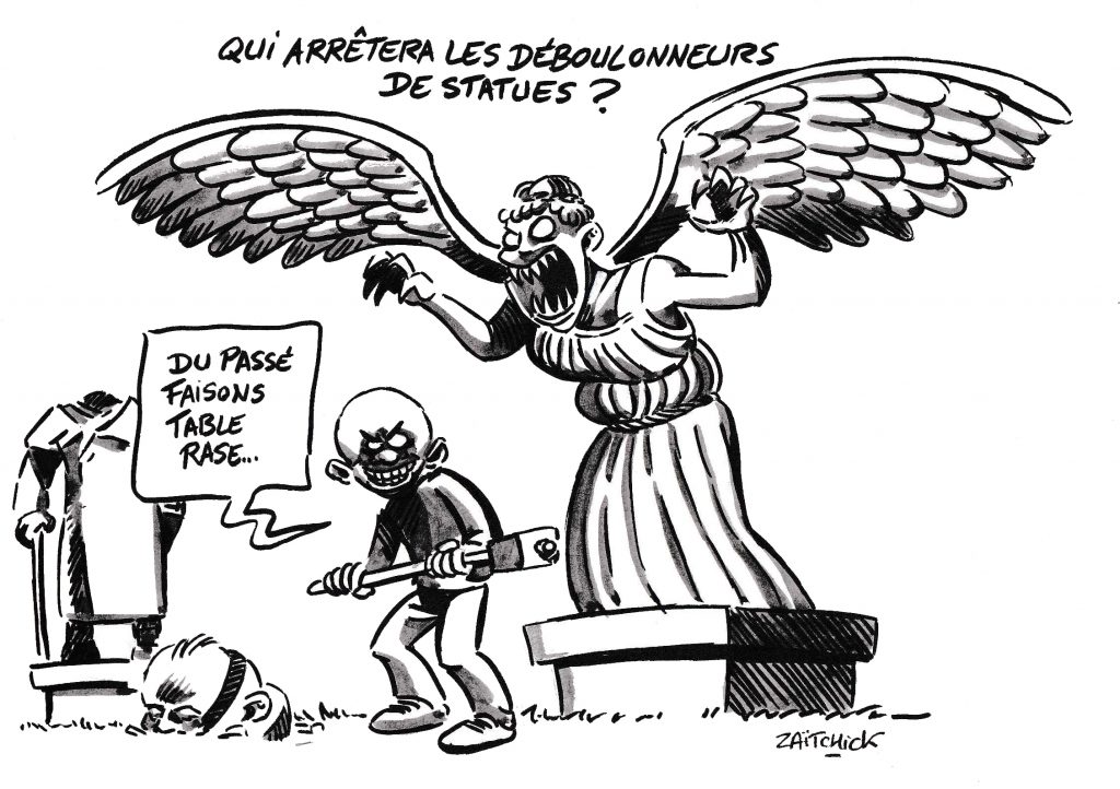 dessin de Zaïtchick sur le déboulonnage de statues