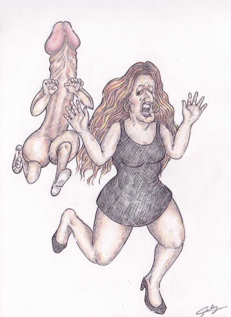 dessin d'actualité de L. Galy sur Marlène Schiappa et le patriarcat blanc oppressif qui violente les femmes