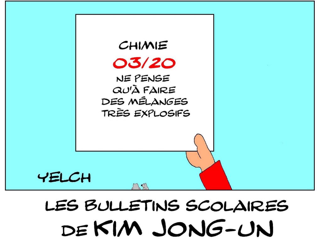 dessin de Yelch sur les bulletins scolaires de Kim Jong-un