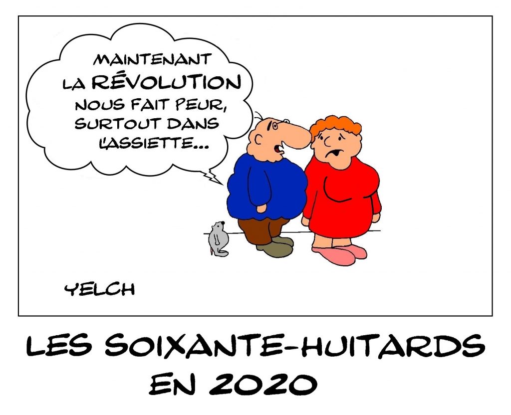 dessin de Yelch sur les soixante-huitards aujourd’hui