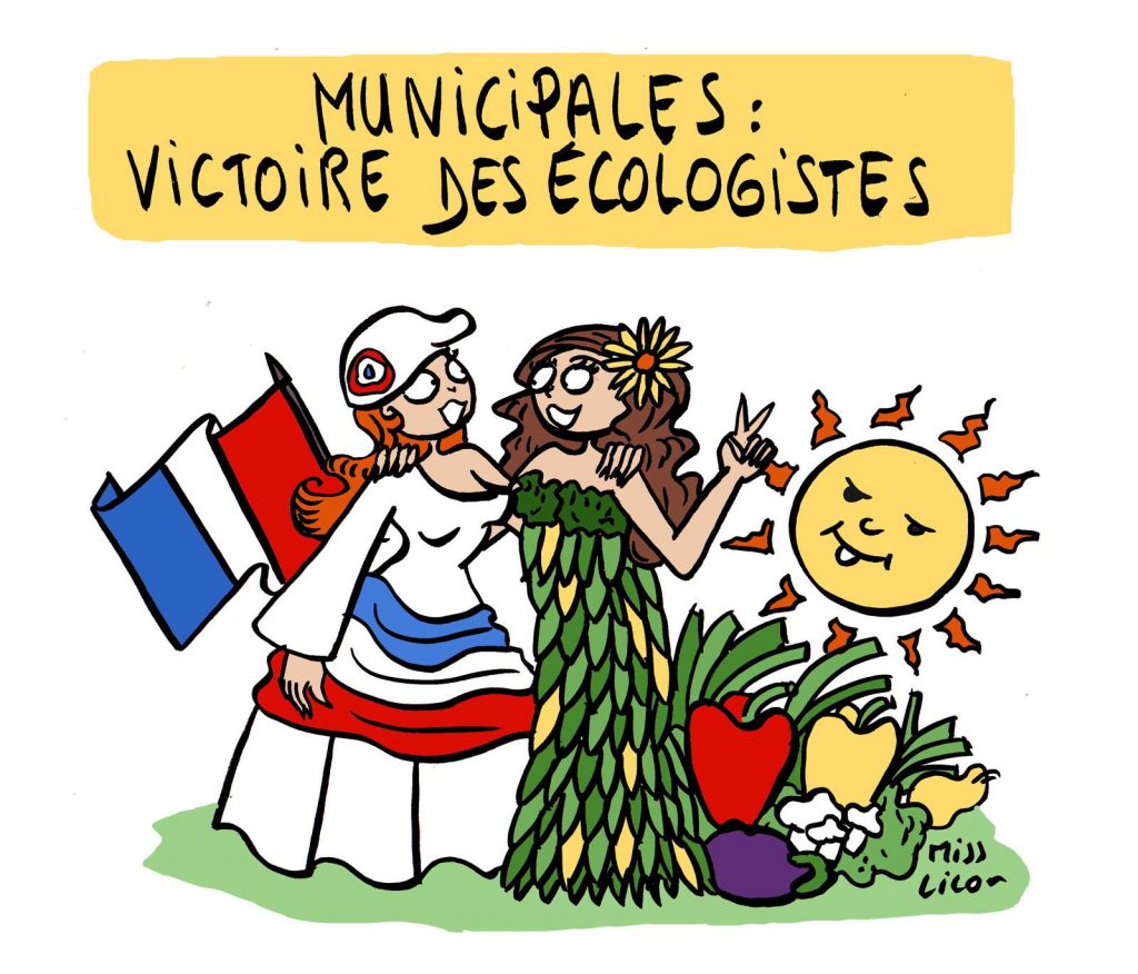 dessin de Miss Lilou sur la victoire des écologistes aux élections municipales de 2020