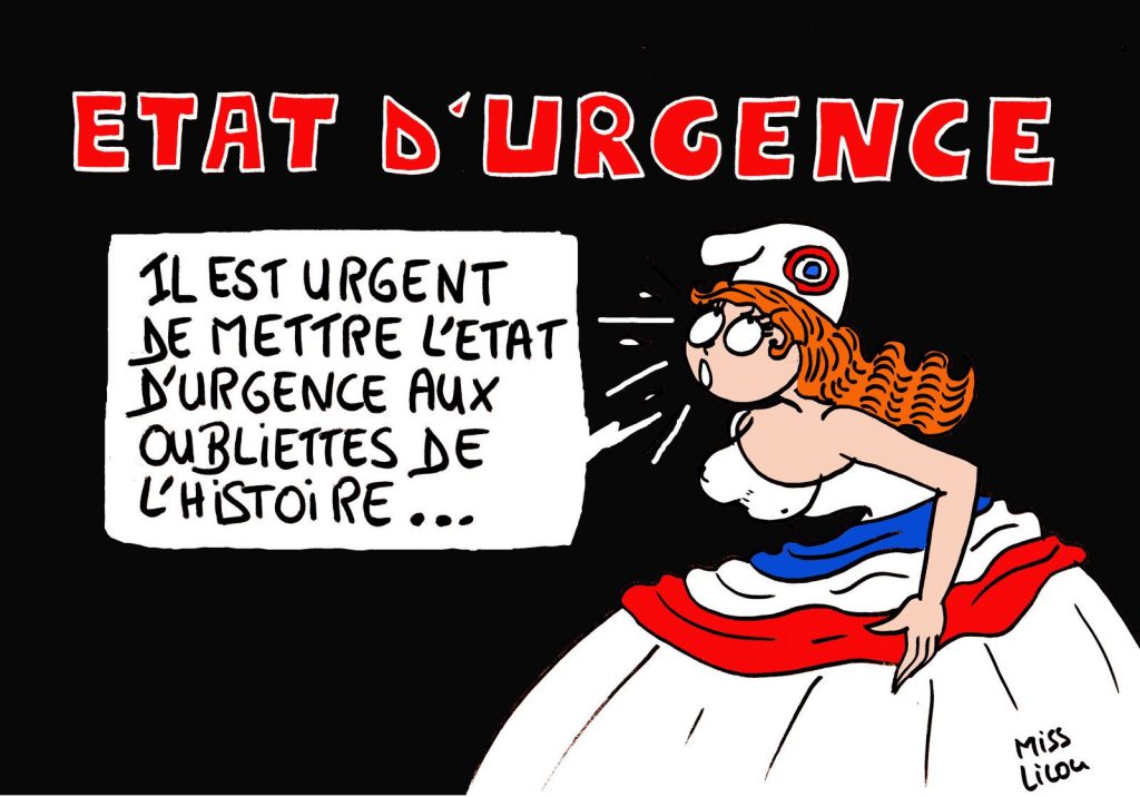 dessin de Miss Lilou sur la nécessité de l’état d’urgence