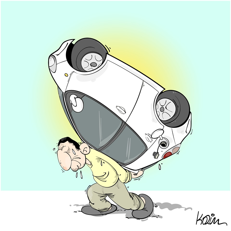 dessin d’actualité humoristique de Karim sur le coronavirus et la hausse du prix des carburants