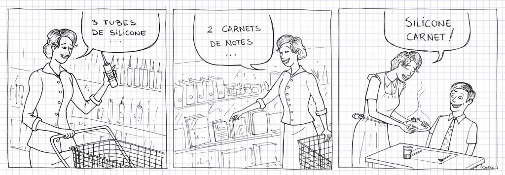 dessin de Cops sur le Chili con carne et le silicone carnet