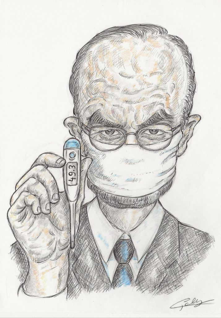 dessin d'actualité de L. Galy sur l’utilisation de l’article 49.3 pendant l’épidémie de coronavirus Covid-19