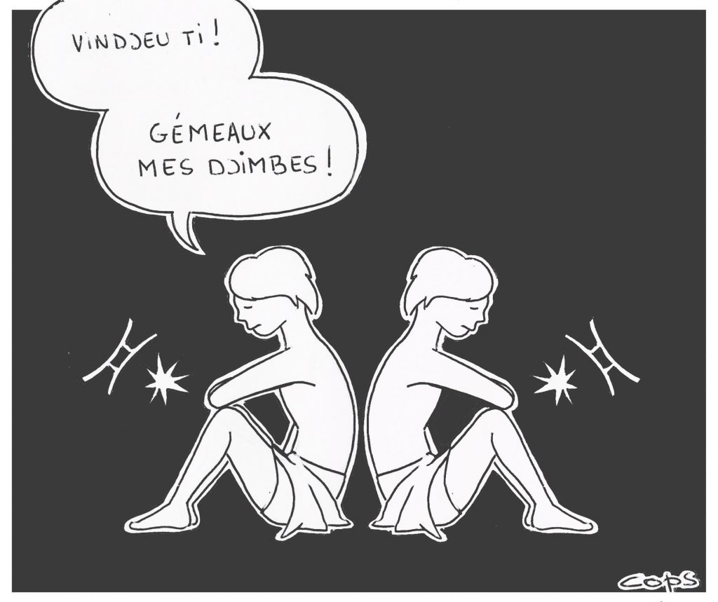 dessin de Cops sur le signe astrologique des Gémeaux