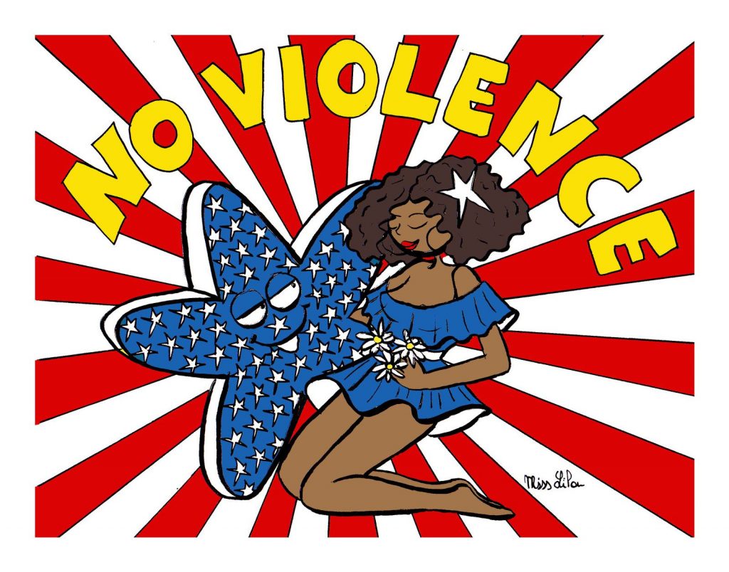 dessin de Miss Lilou sur la violence aux États-Unis