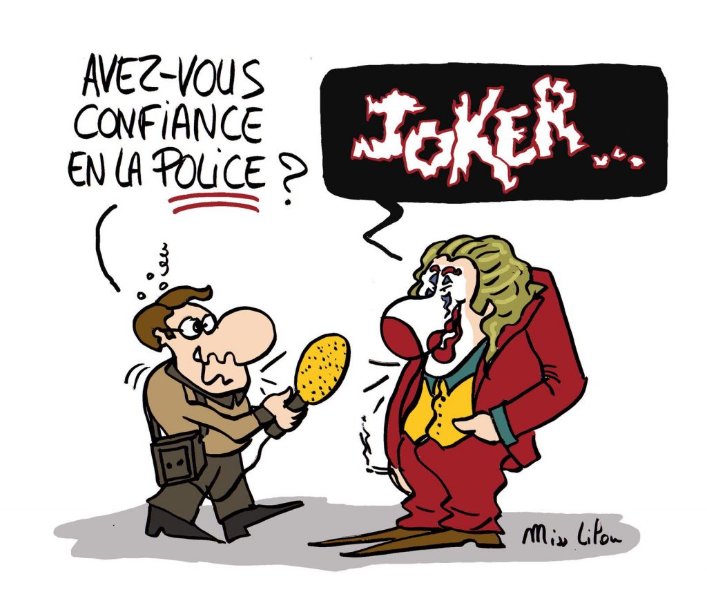 dessin de Miss Lilou sur le Joker et la confiance en la police