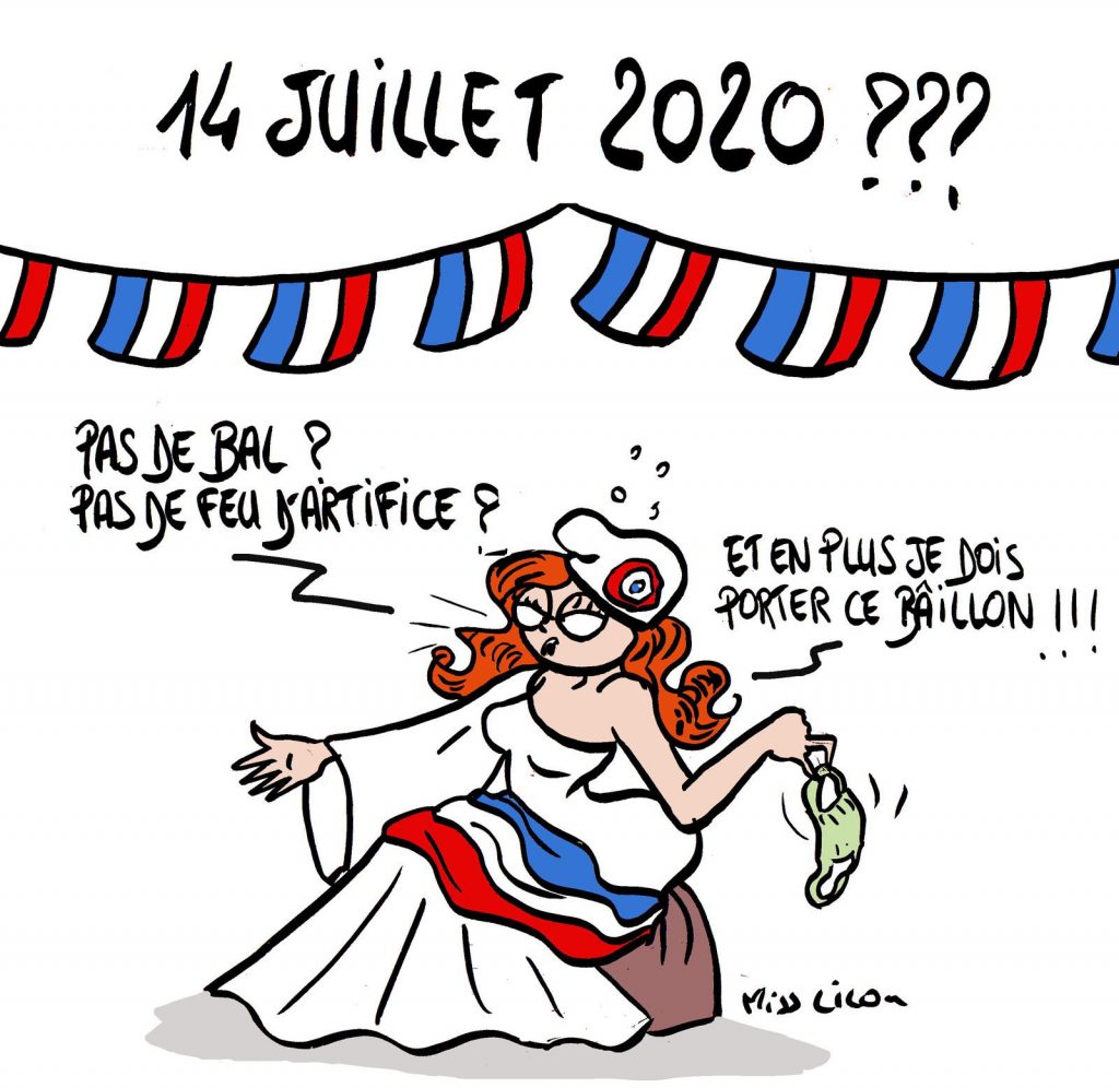 dessin de Miss Lilou sur l’annulation des festivités du 14 juillet 2020