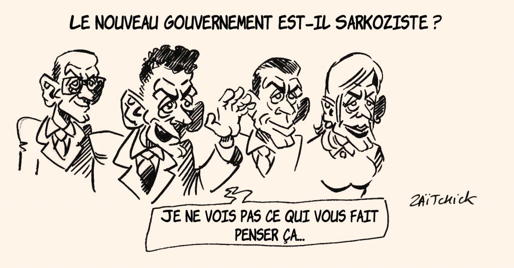 dessin de Zaïtchick sur le gouvernement Castex et son orientation sarkozyste