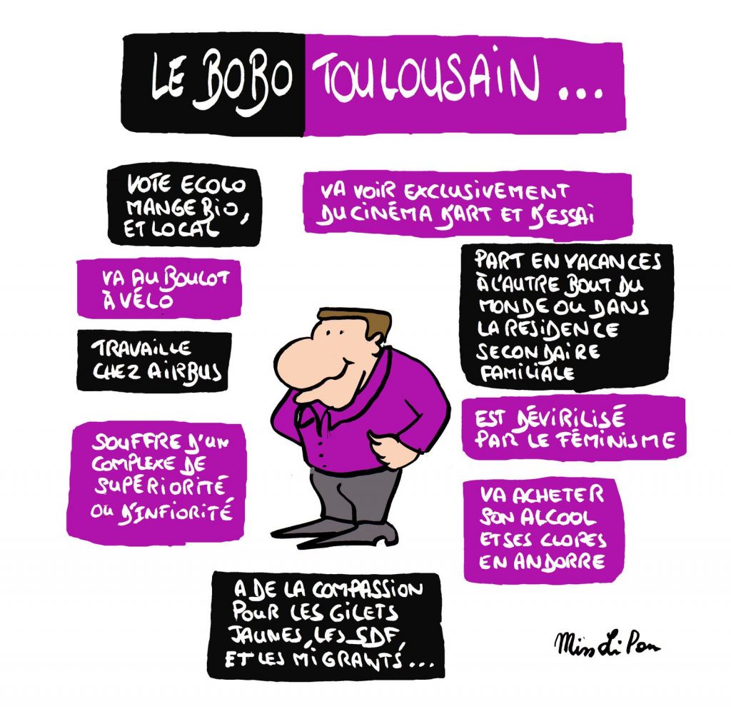 dessin de Miss Lilou sur les bobos toulousains