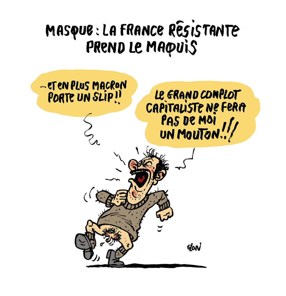 image drôle dessin humour français masque coronavirus