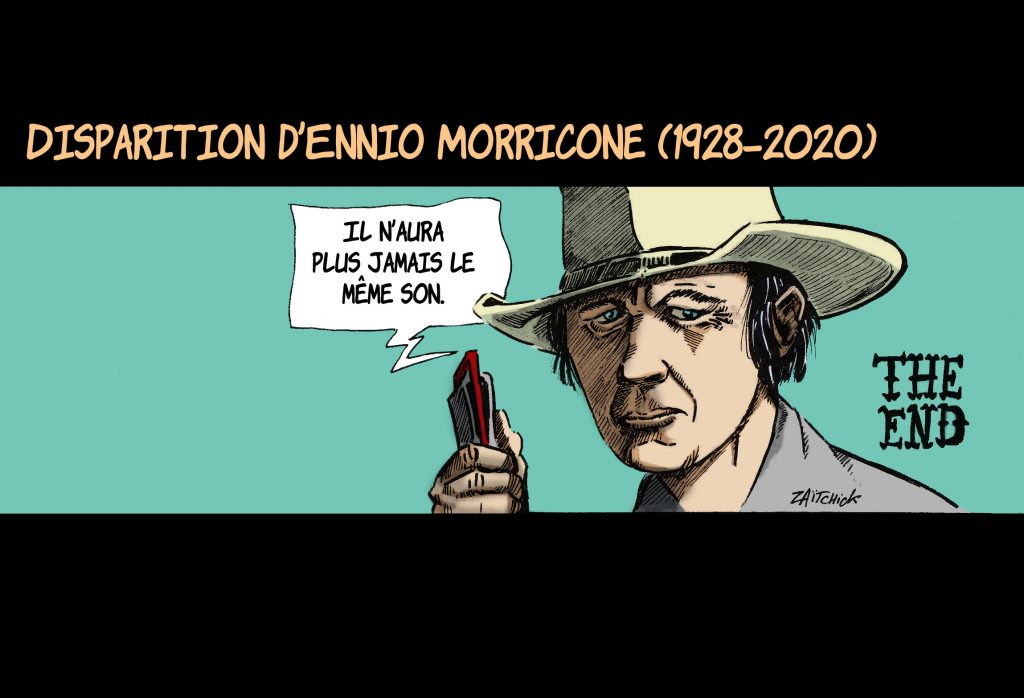 dessin de Zaïtchick sur le décès d’Ennio Morricone