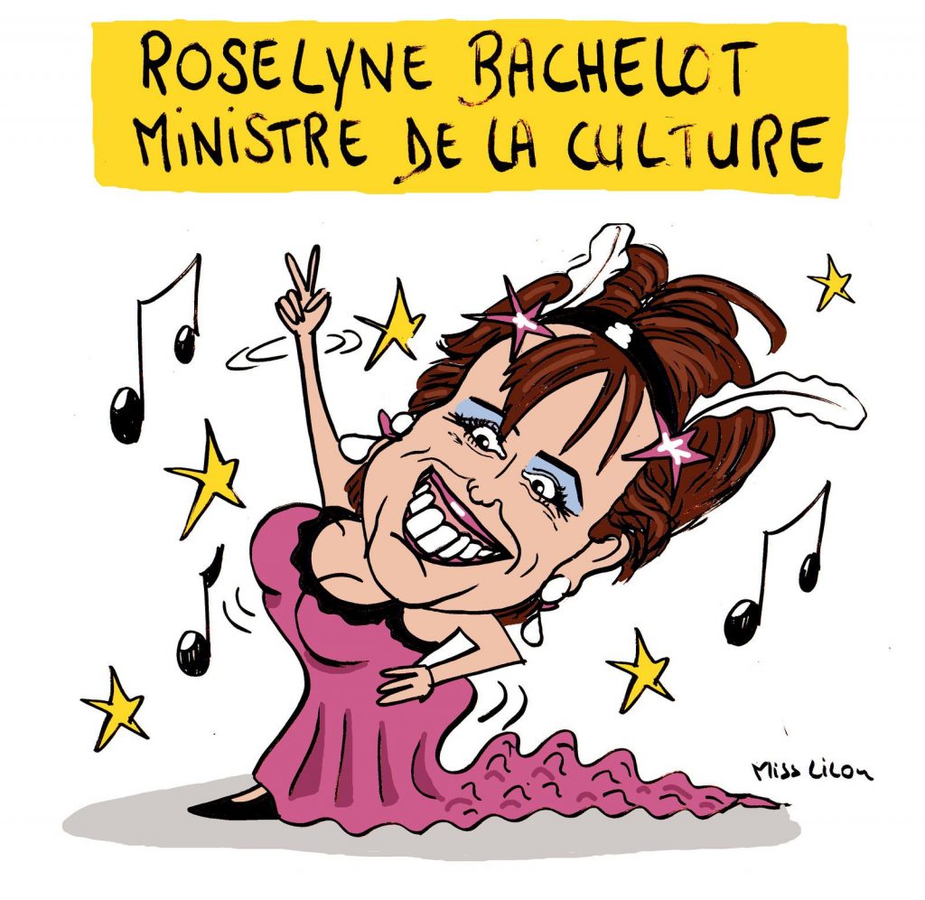 dessin de Miss Lilou sur la nomination de Roselyne Bachelot au ministère de la culture