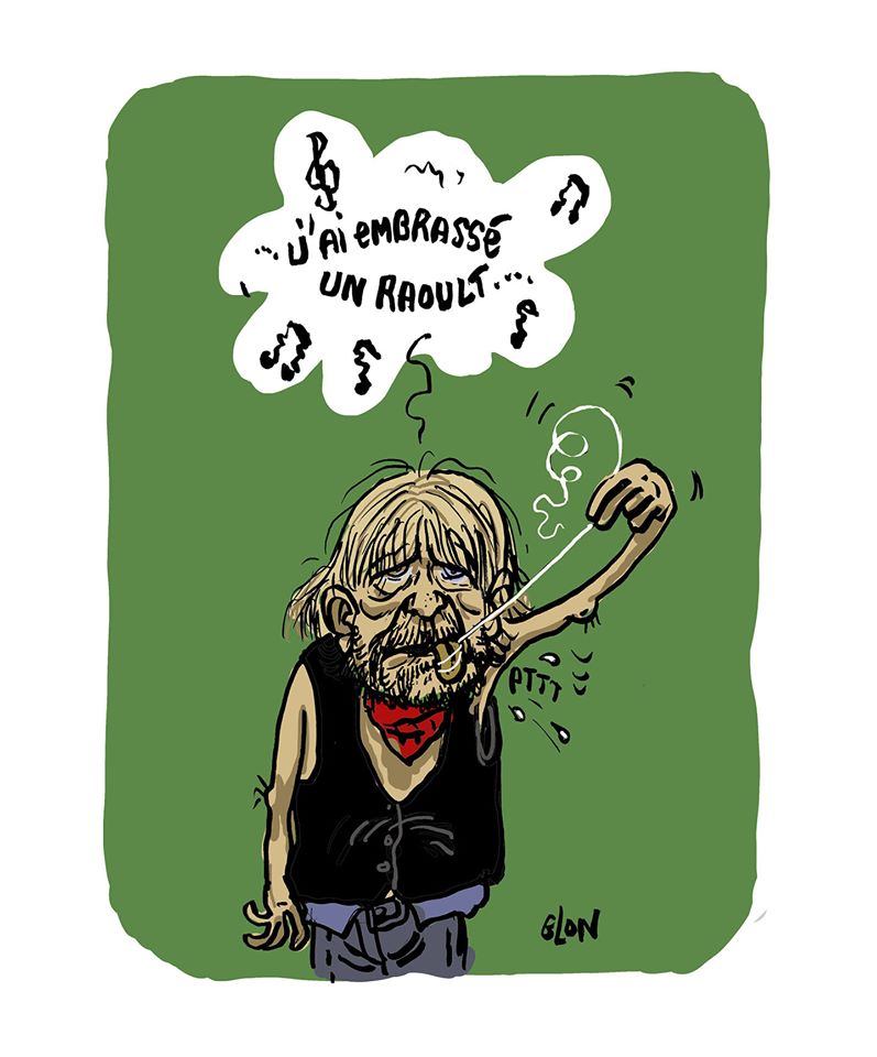 dessin humoristique de Glon sur la nouvelle chanson de Renaud : « Corona Song »