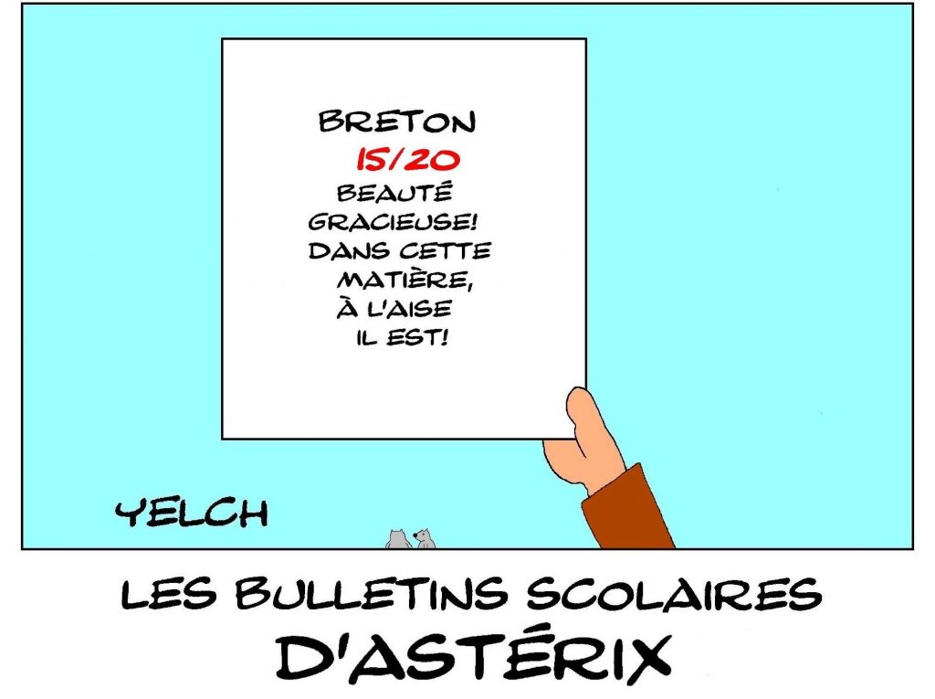 dessin humour image drôle Astérix école notes rire bulletin scolaire bretons