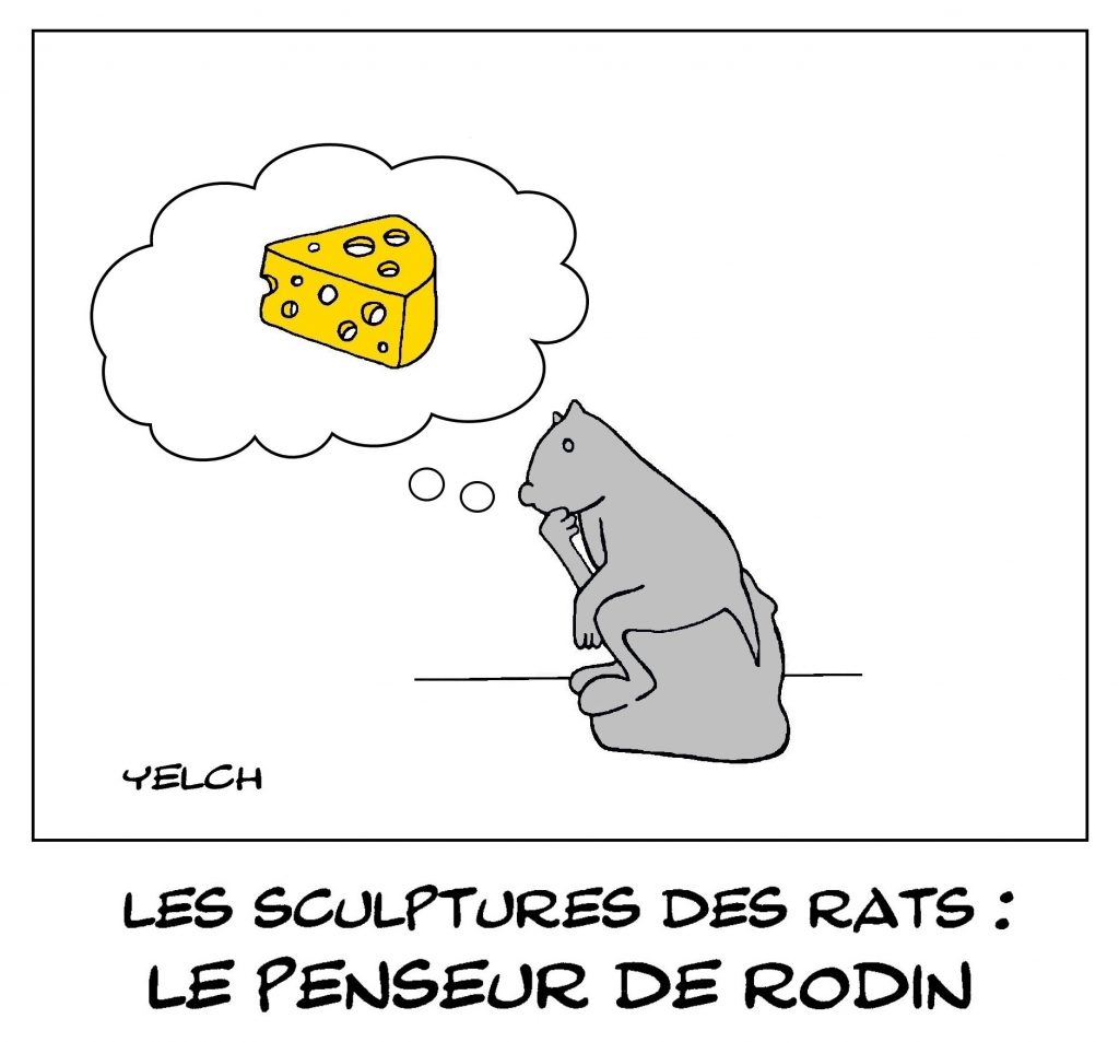 dessin humour image drôle sculpture sculpteur penseur Rodin