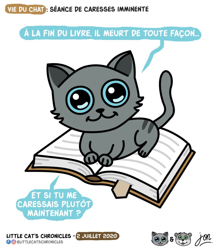 dessin humoristique des Little Cat’s Chronicles sur les chats et les caresses