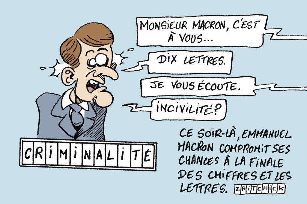 image drôle criminalité dessin humour réchauffement incivilité emmanuel Macron