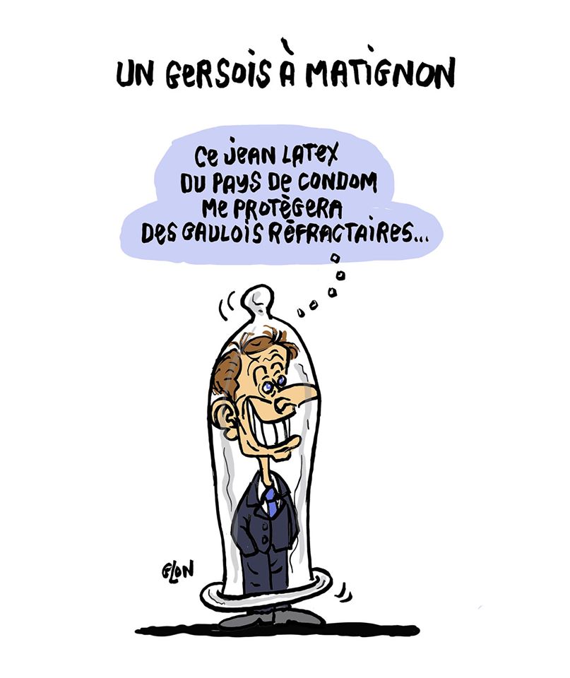 dessin humoristique de Glon sur la nomination de Jean Castex au poste de Premier Ministre d’Emmanuel Macron