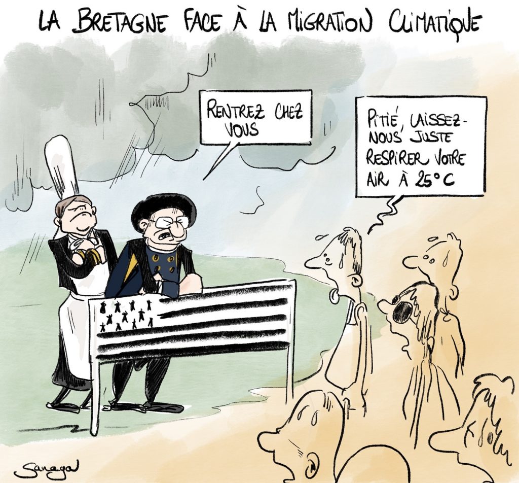 dessin presse humour Bretagne image drôle vacanciers canicule