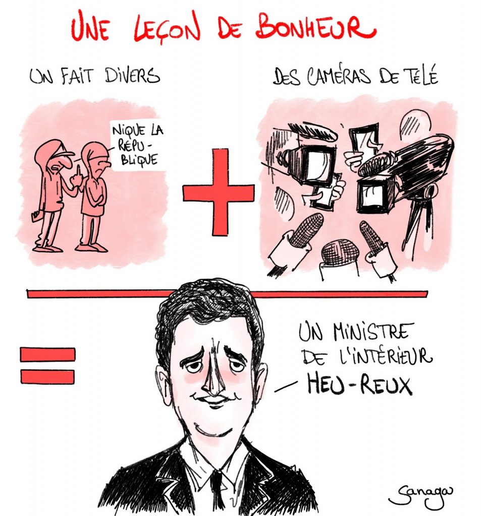 dessin presse humour Gérald Darmanin image drôle bonheur ministre de l’intérieur